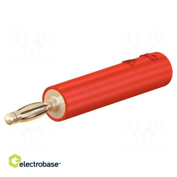 Adapter | 2mm banana | 10A | 30VAC | 60VDC | red | gold-plated | 36mm