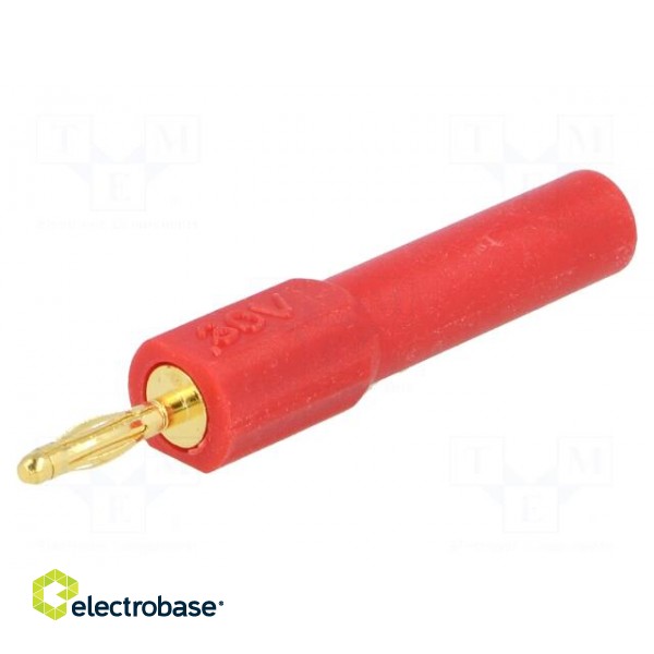 Adapter | 2mm banana | 36A | 60VDC | red | Plating: gold-plated | 44.5mm paveikslėlis 1