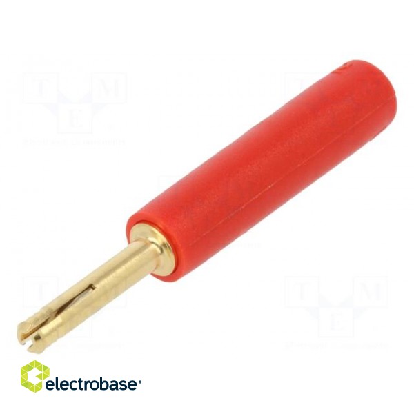 Adapter | 2mm banana | red | gold-plated | 28.5mm | Type: non-insulated фото 1