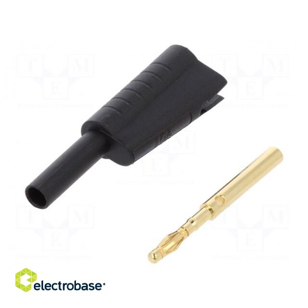 Plug | 2mm banana | 10A | 30VAC | 60VDC | black | Connection: soldering image 1