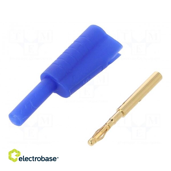 Plug | 2mm banana | 10A | 30VAC | 60VDC | blue | Connection: soldering фото 1