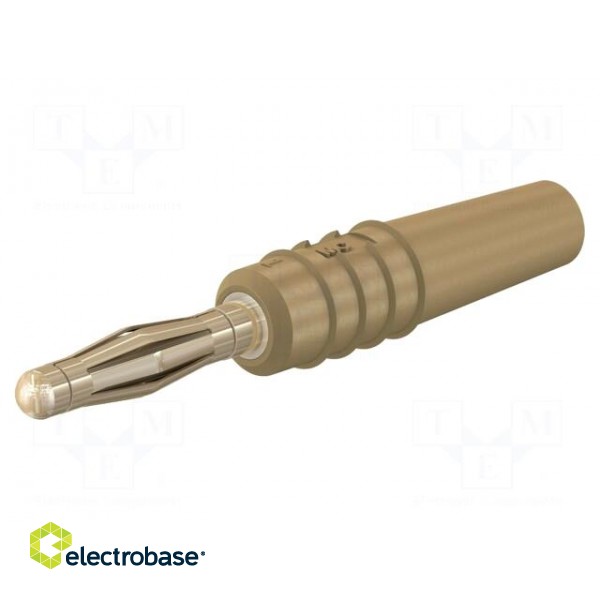 Plug | 2mm banana | 10A | 30VAC | 60VDC | brown | gold-plated | 0.5mm2