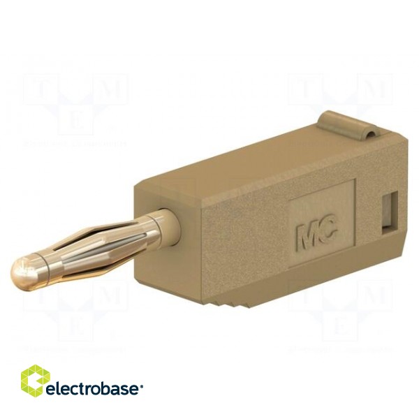 Plug | 2mm banana | 10A | 30VAC | 60VDC | brown | gold-plated | 0.5mm2