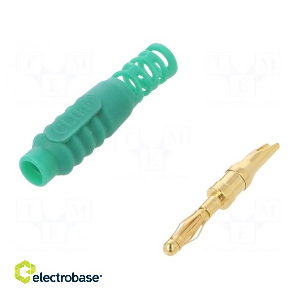 Plug | 2mm banana | 10A | 30VAC | 60VDC | green | Connection: soldered image 1