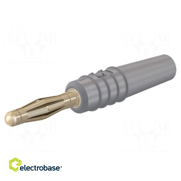 Plug | 2mm banana | 10A | 30VAC | 60VDC | grey | gold-plated | 0.5mm2