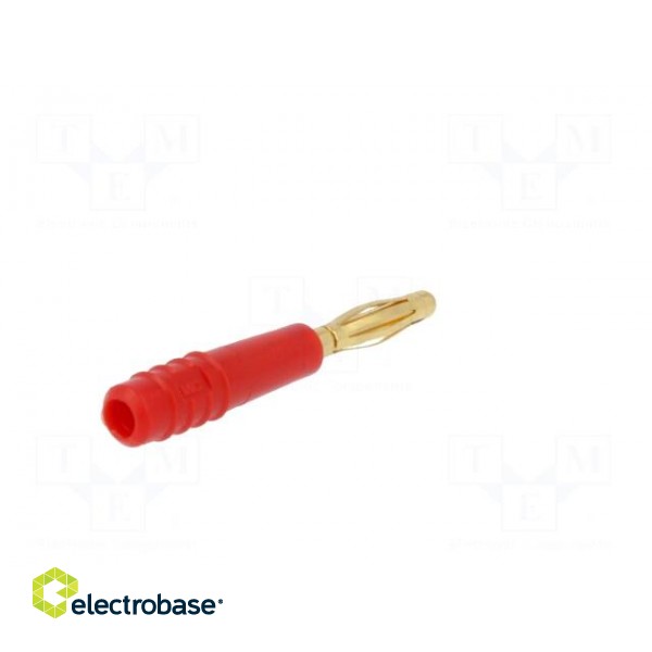 Plug | 2mm banana | 10A | 60V | red | Plating: gold-plated | 0.5mm2 фото 6