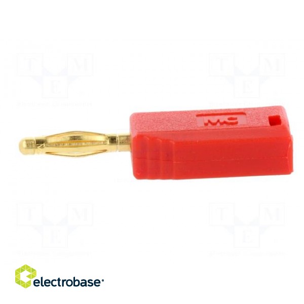 Plug | 2mm banana | 10A | 60V | red | Plating: gold-plated | 0.5mm2 image 3