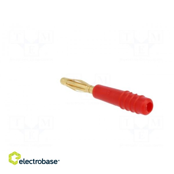 Plug | 2mm banana | 10A | 60V | red | Plating: gold-plated | 0.5mm2 фото 4