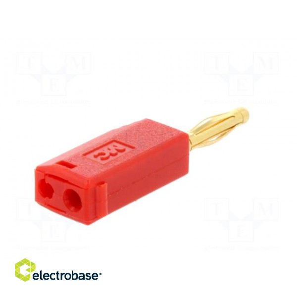 Plug | 2mm banana | 10A | 60V | red | Plating: gold-plated | 0.5mm2 фото 6