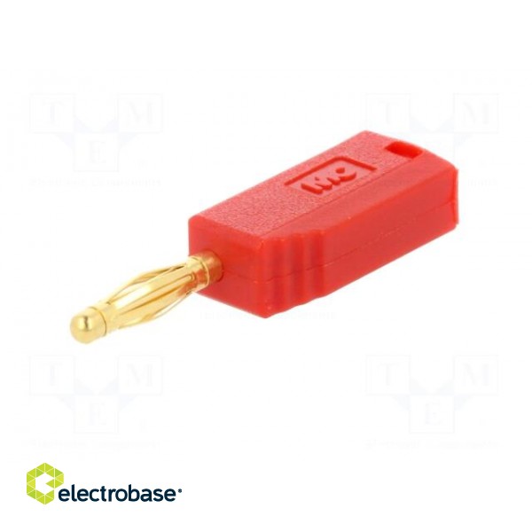 Plug | 2mm banana | 10A | 60V | red | Plating: gold-plated | 0.5mm2 фото 2