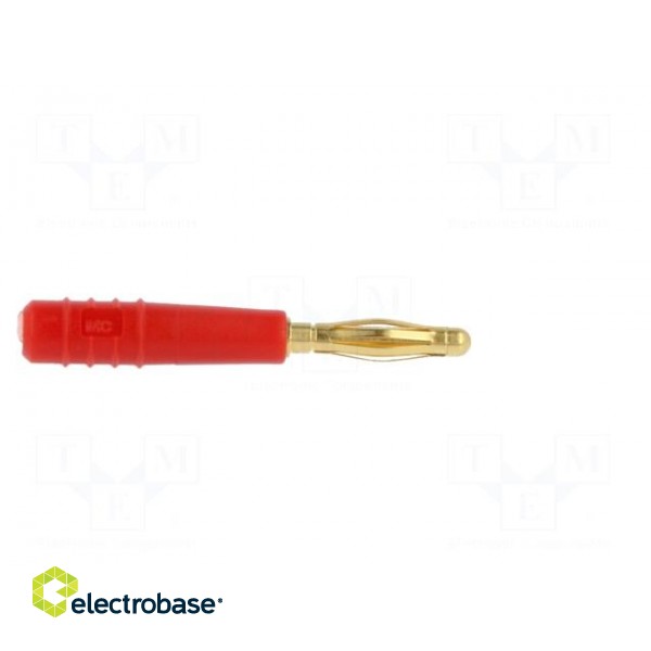 Plug | 2mm banana | 10A | 60V | red | Plating: gold-plated | 0.5mm2 фото 7