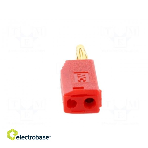 Plug | 2mm banana | 10A | 60V | red | Plating: gold-plated | 0.5mm2 фото 5