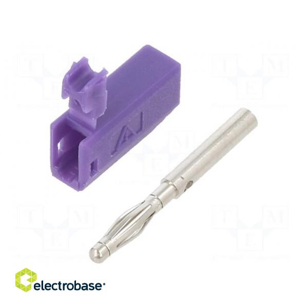 Plug | 2mm banana | 10A | 30VAC | 60VDC | violet | nickel plated | 0.5mm2