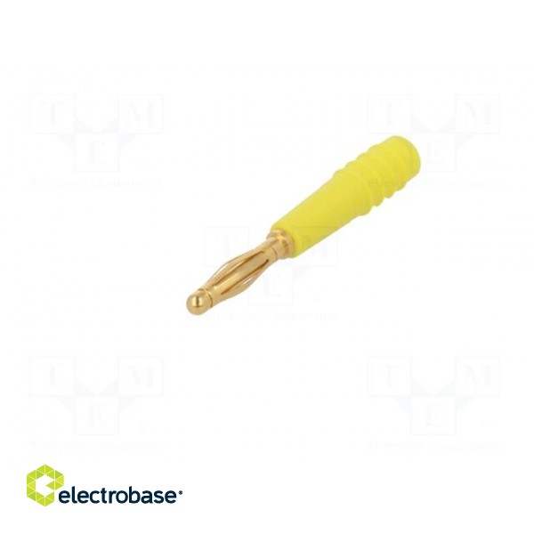 Plug | 2mm banana | 10A | 60V | yellow | Plating: gold-plated | 0.5mm2 фото 2
