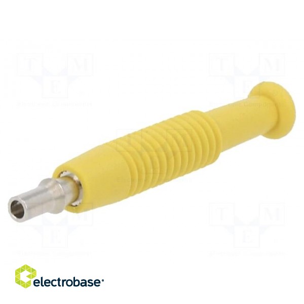 Plug | 2mm banana | 6A | 60VDC | yellow | nickel plated | -25÷60°C | 6mΩ