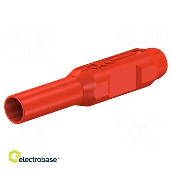 Plug | 2mm banana | red | gold-plated | Insulation: polyamide | Ø: 2.1mm фото 2