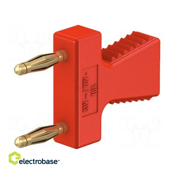 Stackable safety shunt | 10A | red | Plating: gold-plated | 30.4mm paveikslėlis 2