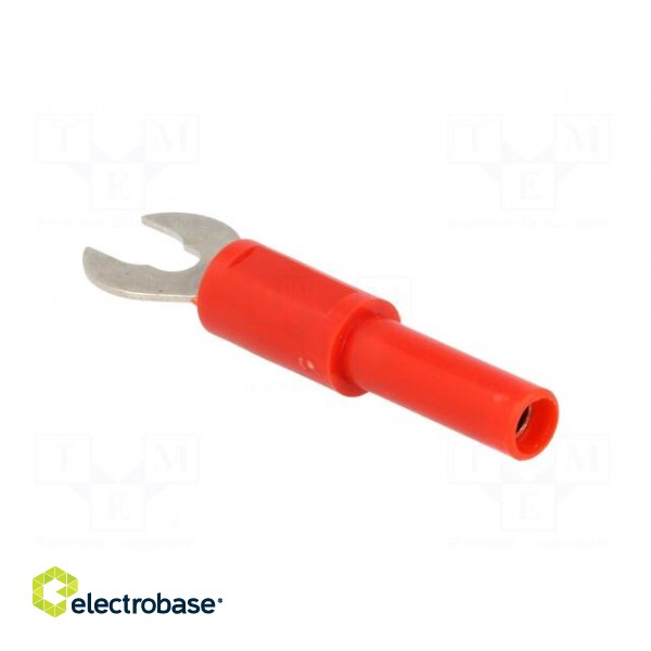 Adapter | banana 4mm socket,fork terminal | 60VDC | 36A | red | 1mΩ paveikslėlis 4