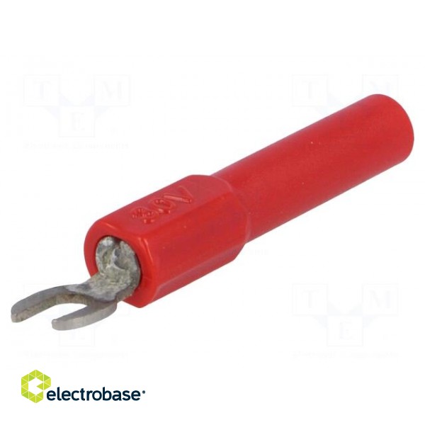 Adapter | banana 4mm socket,fork terminal | 60VDC | 36A | red | 43mm paveikslėlis 1