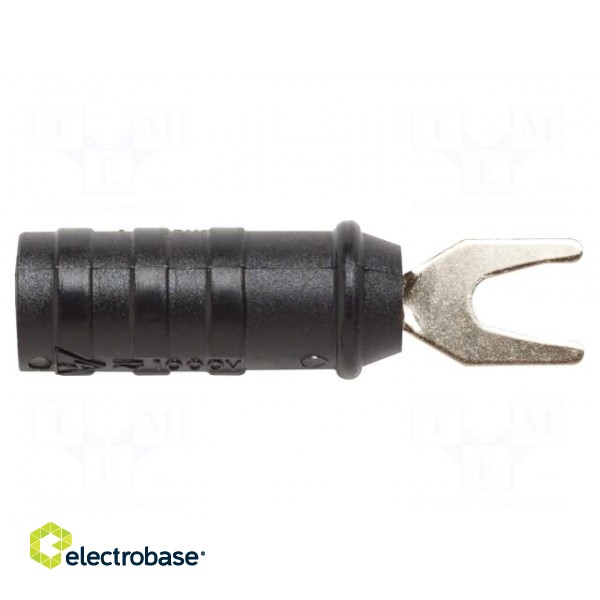 Plug | fork terminals | 15A | black | Overall len: 47.24mm | Ømax: 6.6mm
