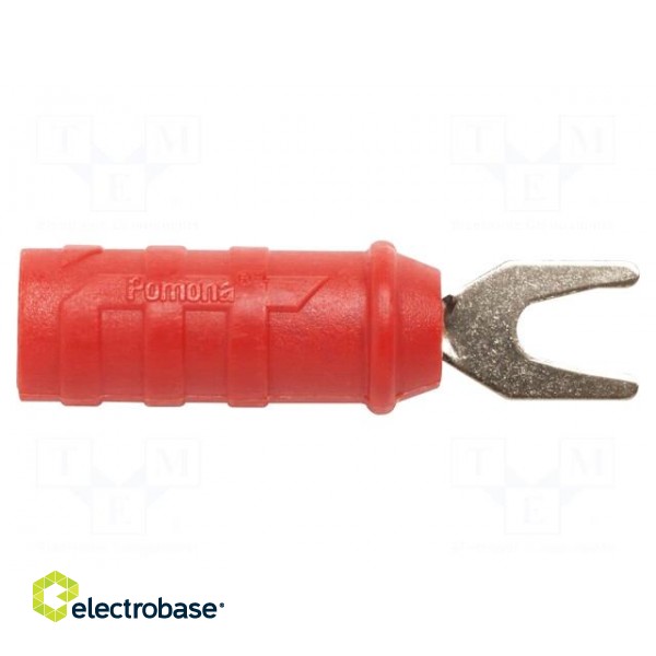 Plug | fork terminals | 15A | red | Overall len: 47.24mm | Ømax: 6.6mm