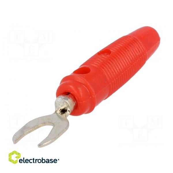 Plug | fork terminals | 500VDC | 10A | red | Overall len: 59.2mm | 2.5mm2 image 1