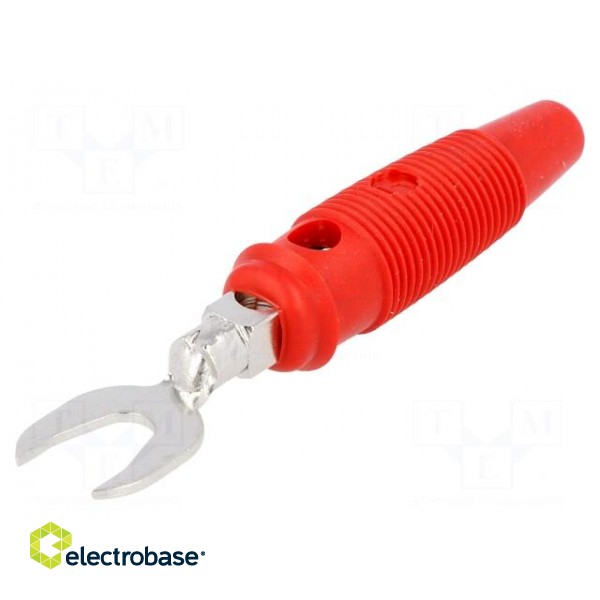 Plug | fork terminals | 60VDC | 30A | red | Overall len: 58.5mm | 2.5mm2 фото 1
