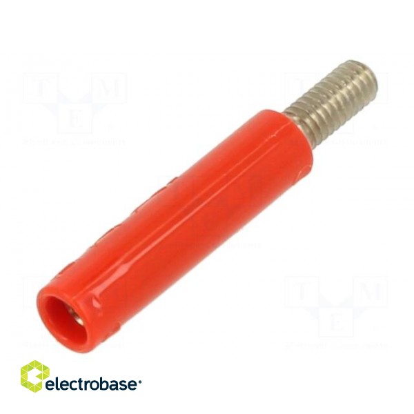 Adapter,socket | 4mm banana | 32A | 600V | red | nickel plated