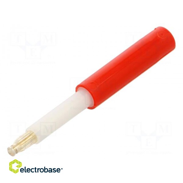 Plug | 2mm banana | 25A | 30VAC | 60VDC | red | silver plated | 47mm