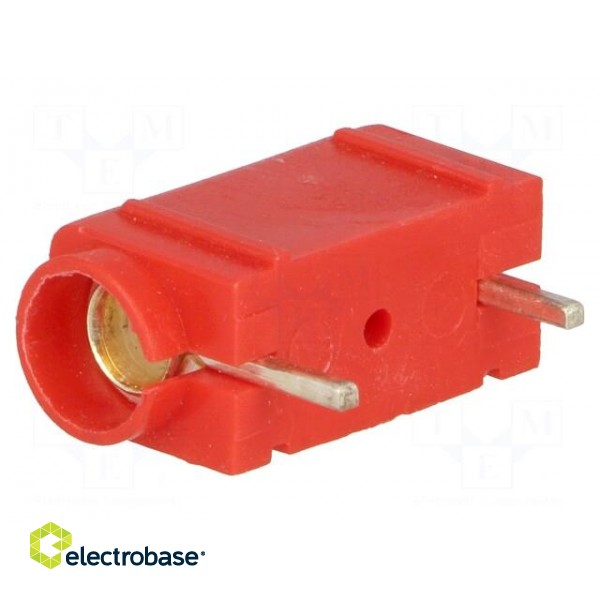 Socket | 4mm banana | 10A | 250VDC | red | silver plated | PCB | insulated image 1