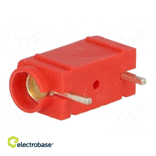 Socket | 4mm banana | 10A | 250VDC | red | silver plated | PCB | insulated image 2
