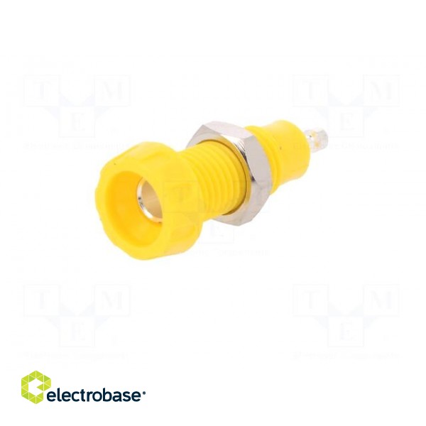Socket | 4mm banana | 10A | 50VDC | 28.5mm | yellow | nickel plated | 10mΩ image 2