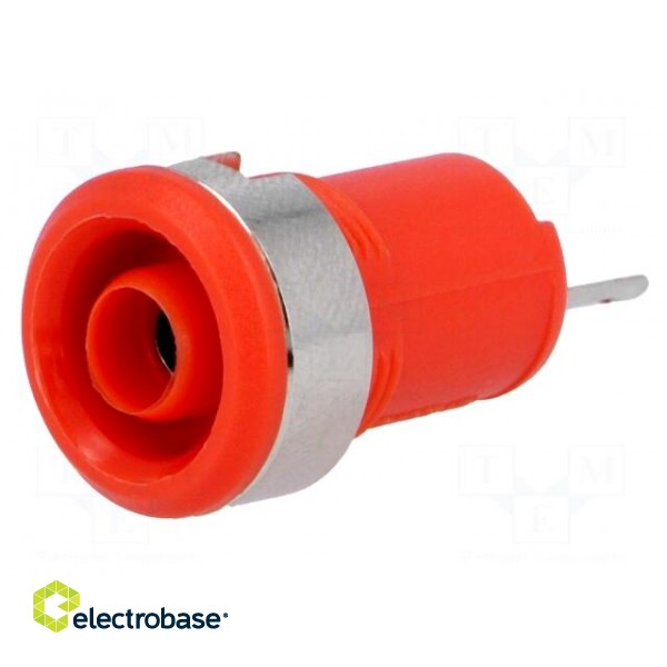 Socket | 4mm banana | 10A | 60VDC | Cutout: Ø12.2mm | red | insulated image 1