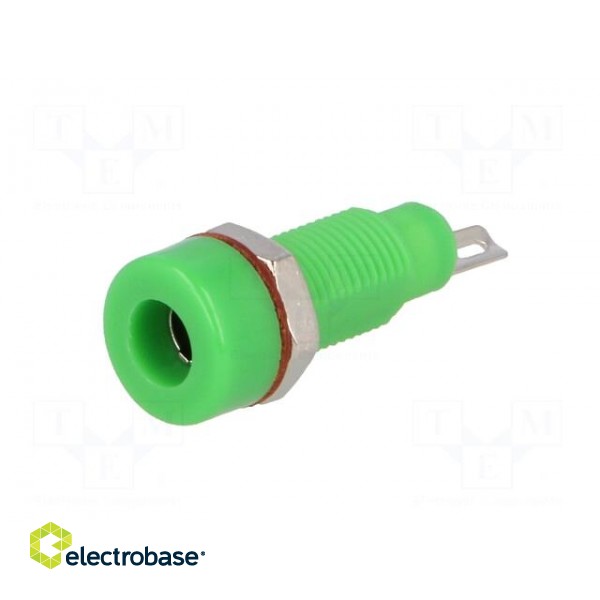 Socket | 4mm banana | 10A | 60VDC | green | nickel plated | insulated image 2