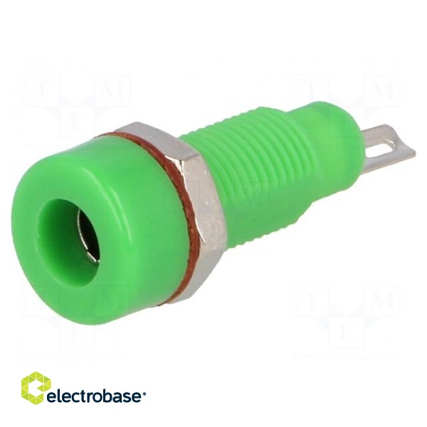 Socket | 4mm banana | 10A | 60VDC | green | nickel plated | insulated image 1