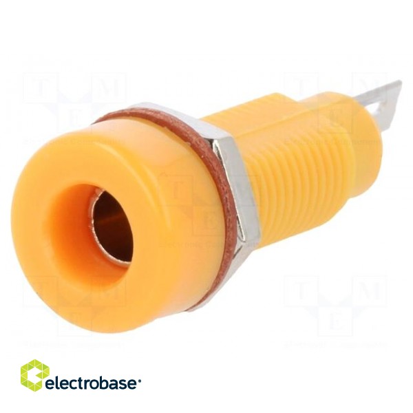 Socket | 4mm banana | 10A | 60VDC | orange | nickel plated | insulated фото 1