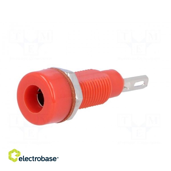 Socket | 4mm banana | 10A | 60VDC | red | nickel plated | screw,on panel image 2
