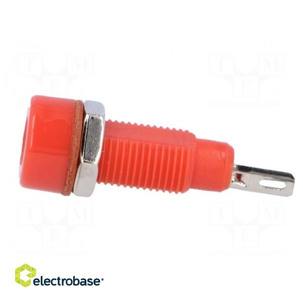 Socket | 4mm banana | 10A | 60VDC | red | nickel plated | screw,on panel image 3