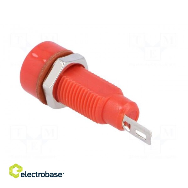 Socket | 4mm banana | 10A | 60VDC | red | nickel plated | screw,on panel image 4