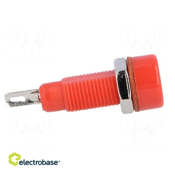 Socket | 4mm banana | 10A | 60VDC | red | nickel plated | screw,on panel image 7