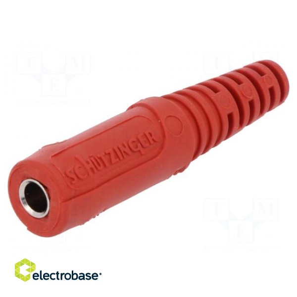 Socket | 4mm banana | 10A | 70VDC | red | nickel plated | on cable | Ø: 2mm фото 1