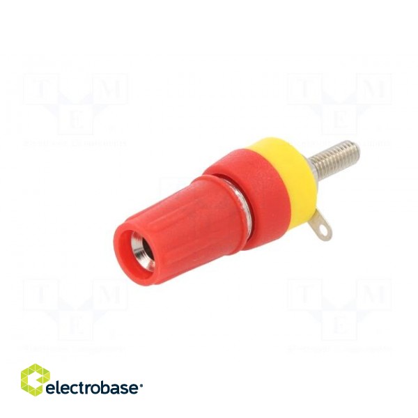 Socket | 4mm banana | 15A | red | on panel | with 2mm crosswise socket image 2