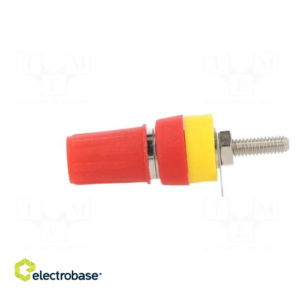 Socket | 4mm banana | 15A | red | on panel | with 2mm crosswise socket image 3