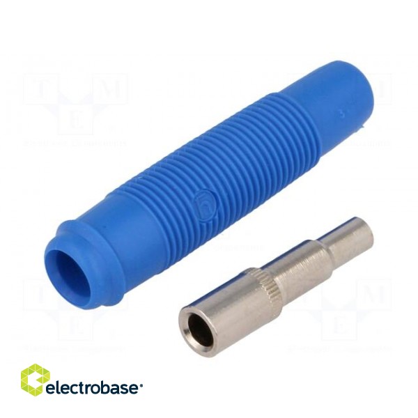 Socket | 4mm banana | 16A | 60VDC | blue | nickel plated | on cable | 3mΩ image 1