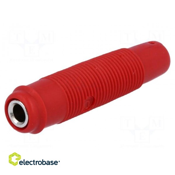 Socket | 4mm banana | 16A | 60VDC | red | nickel plated | on cable | 3mΩ paveikslėlis 1