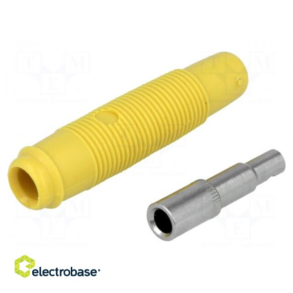 Socket | 4mm banana | 16A | 60VDC | yellow | nickel plated | on cable фото 1