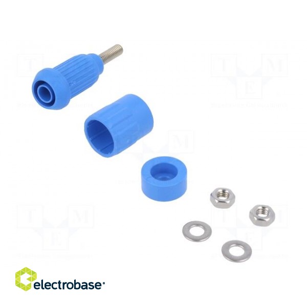 Socket | 4mm banana | 20A | blue | screw | insulated image 1