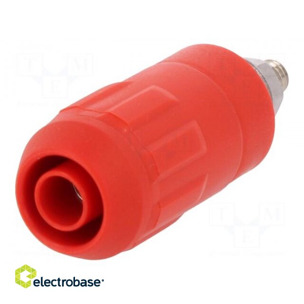 Socket | 4mm banana | 20A | red | screw | insulated image 1