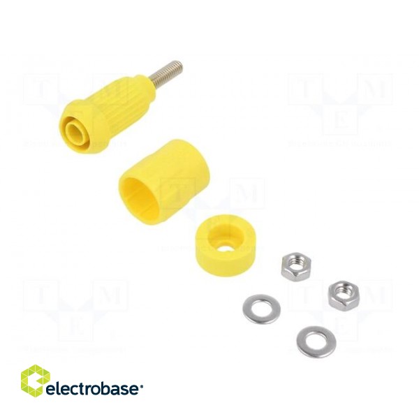 Socket | 4mm banana | 20A | yellow | screw | insulated image 1
