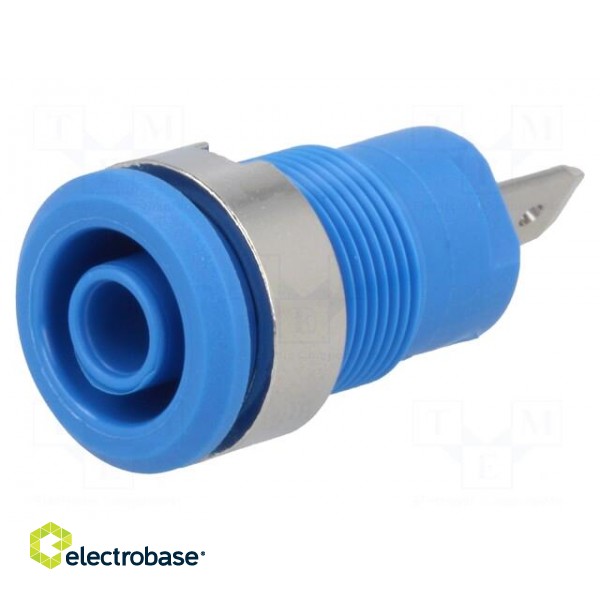 Socket | 4mm banana | 24A | 1kV | Cutout: Ø12.2mm | blue | nickel plated image 1